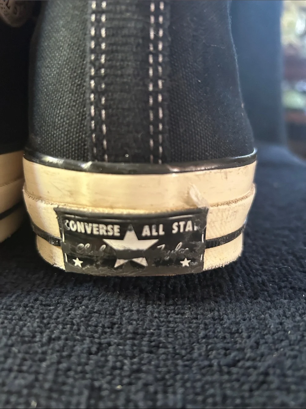 Chuck Taylor Converse All Star 70 Canvas Black High Top Sneakers w White Toe Cap